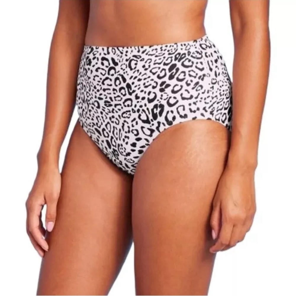 Bikini Bottom Kona Sol Neutral Leopard Print High Waist Full Coverage
